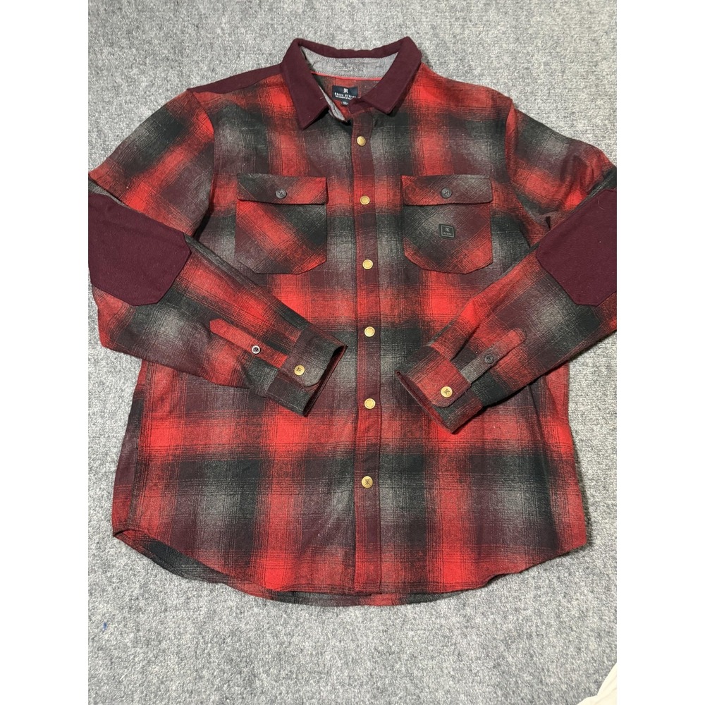 Roark Revival Shirt Mens XL Red Plaid Flannel nordsman snap wool blend